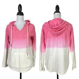 Southern Spirit | Pink White Ombre Terry Texture Pullover Hoodie Sweatshirt